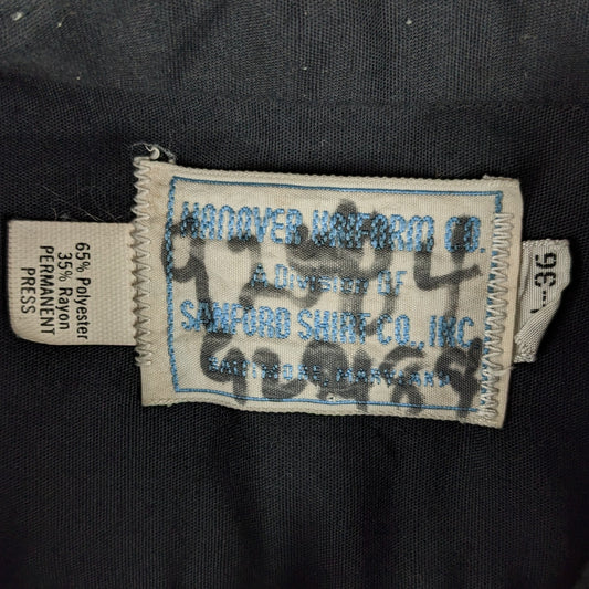 US Navy 80s Black Long Sleeve Service Shirt - Large