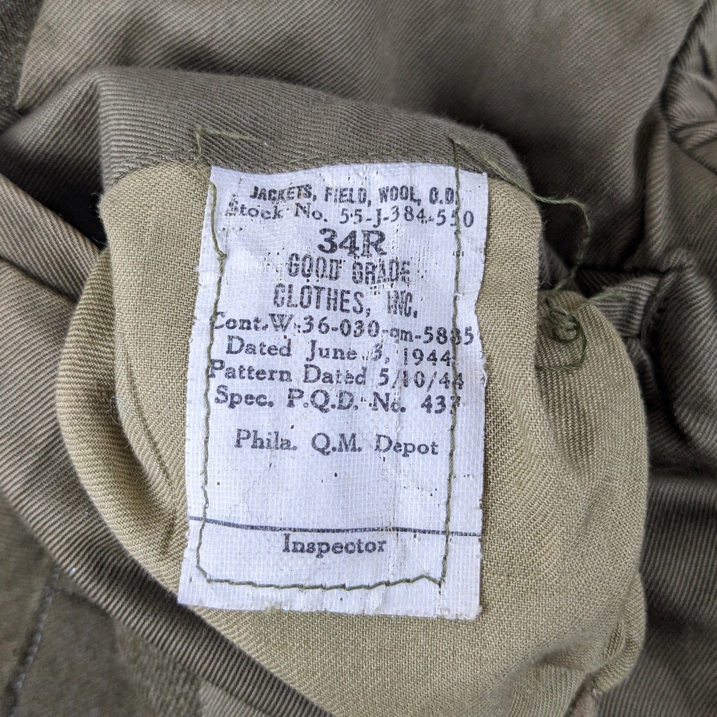 US Army WW2 Ike Jacket Battle Dress - 34R