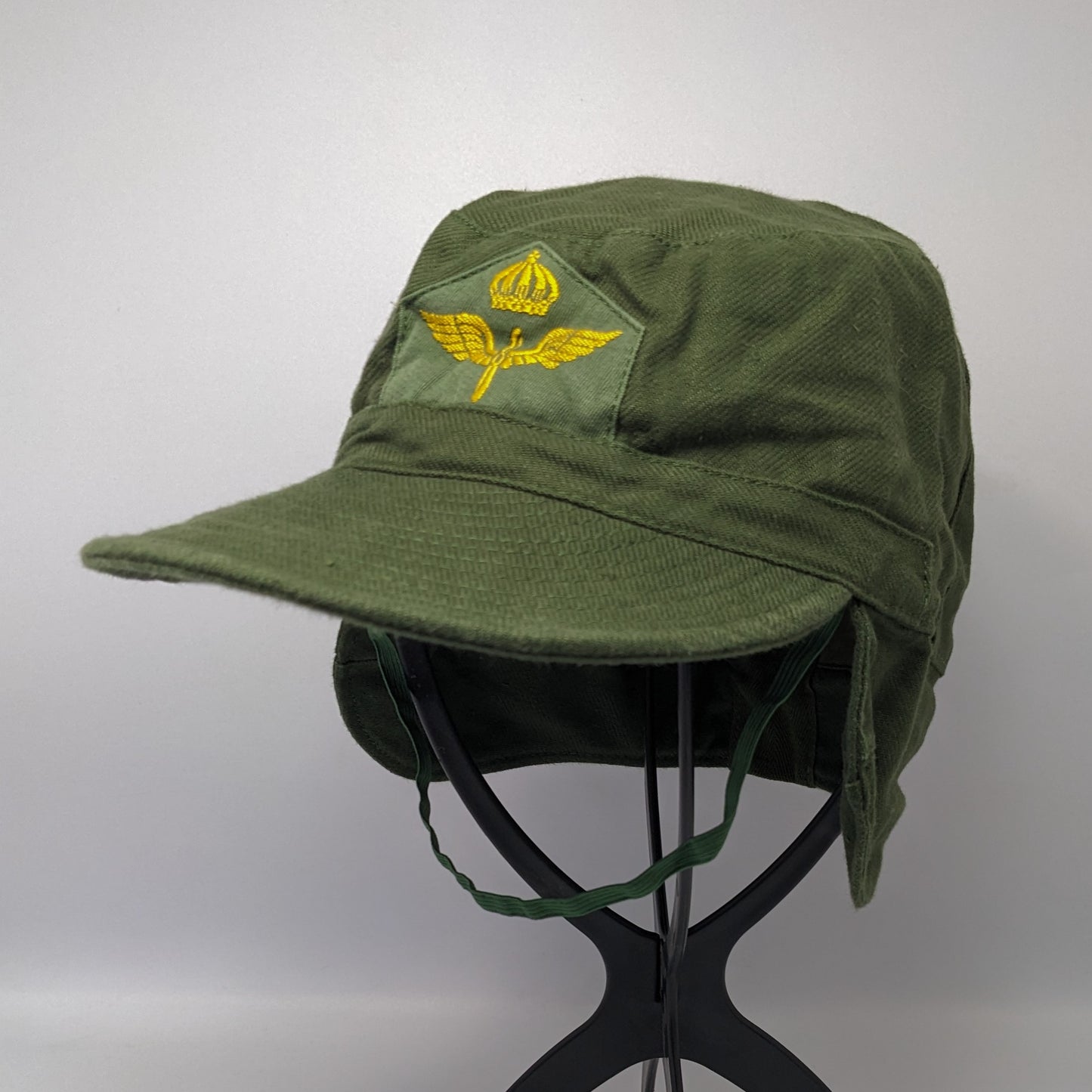 Swedish Air Force M59 Forest Green Fatigue Cap w/ Patch