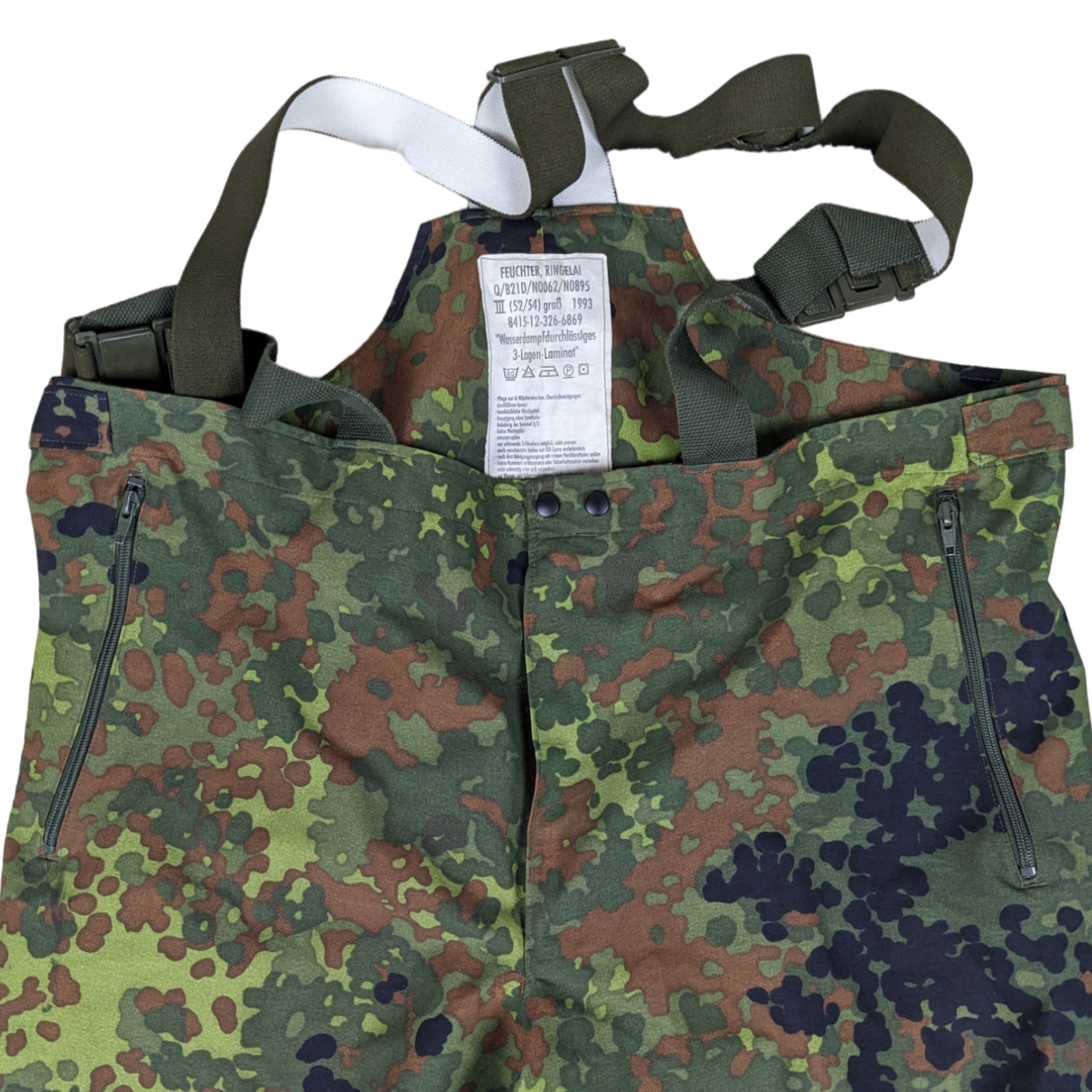 German Army Flecktarn Camo Waterproof Overalls / Overtrousers