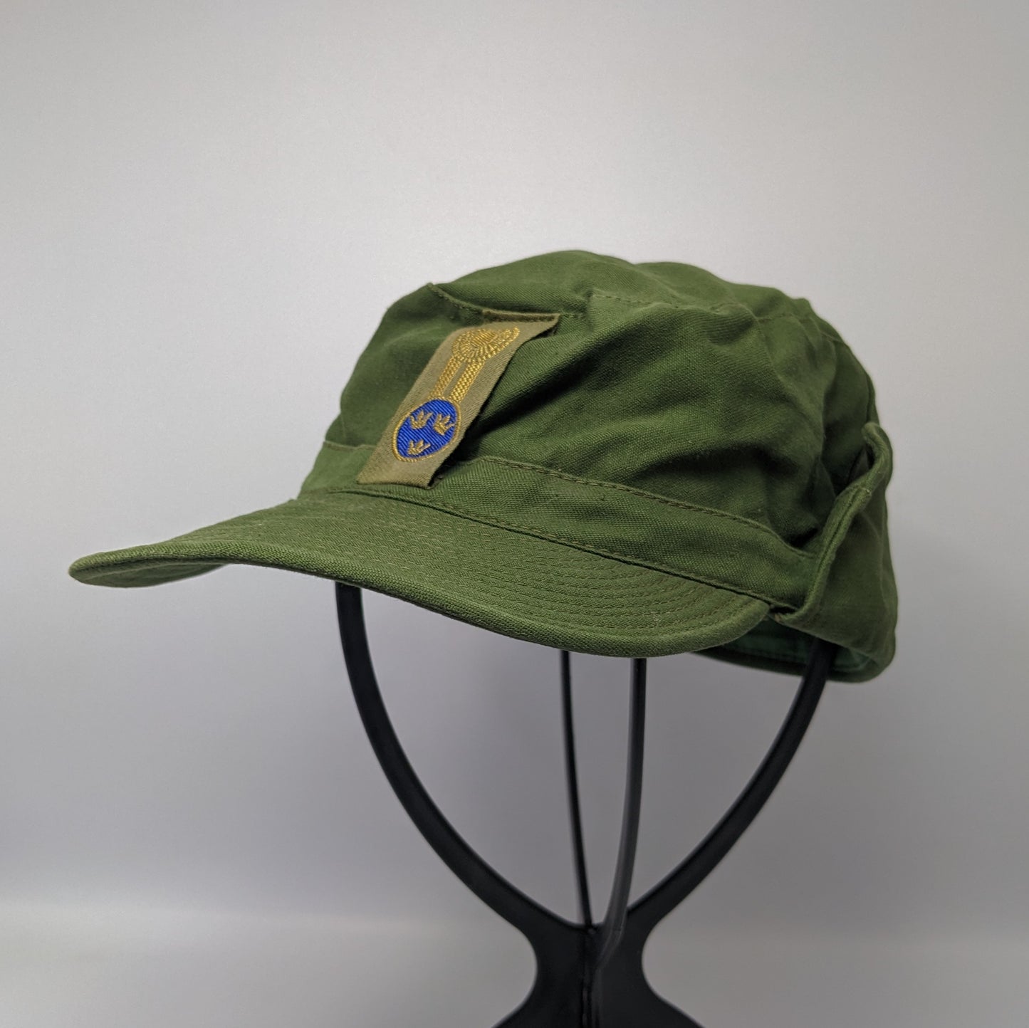 Swedish Army M59 Forest Green Fatigue Cap w/ Officer's Patch