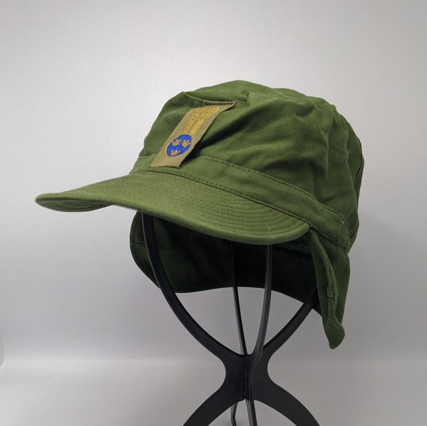 Swedish Army M59 Forest Green Fatigue Cap w/ Officer's Patch