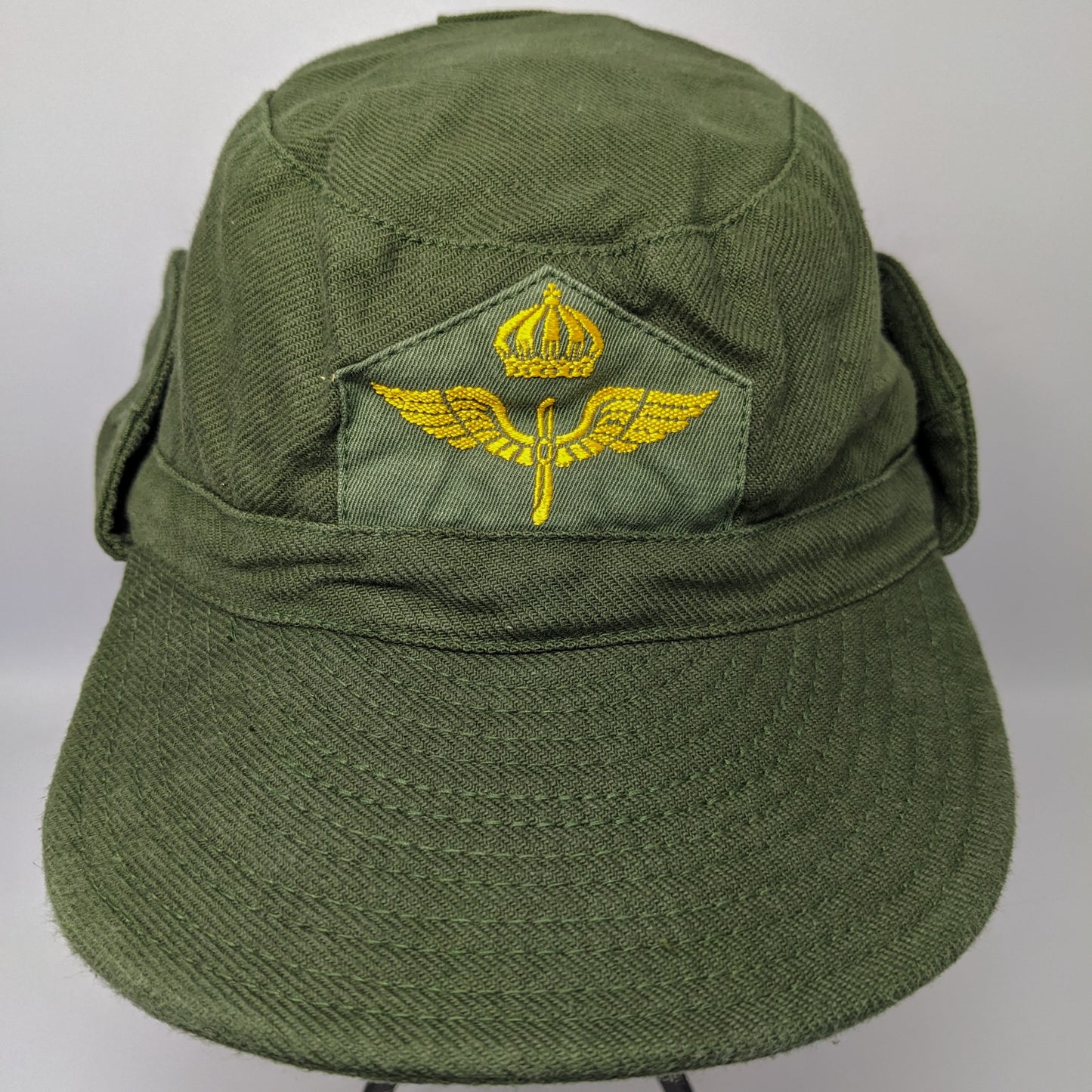 Swedish Air Force M59 Forest Green Fatigue Cap w/ Patch