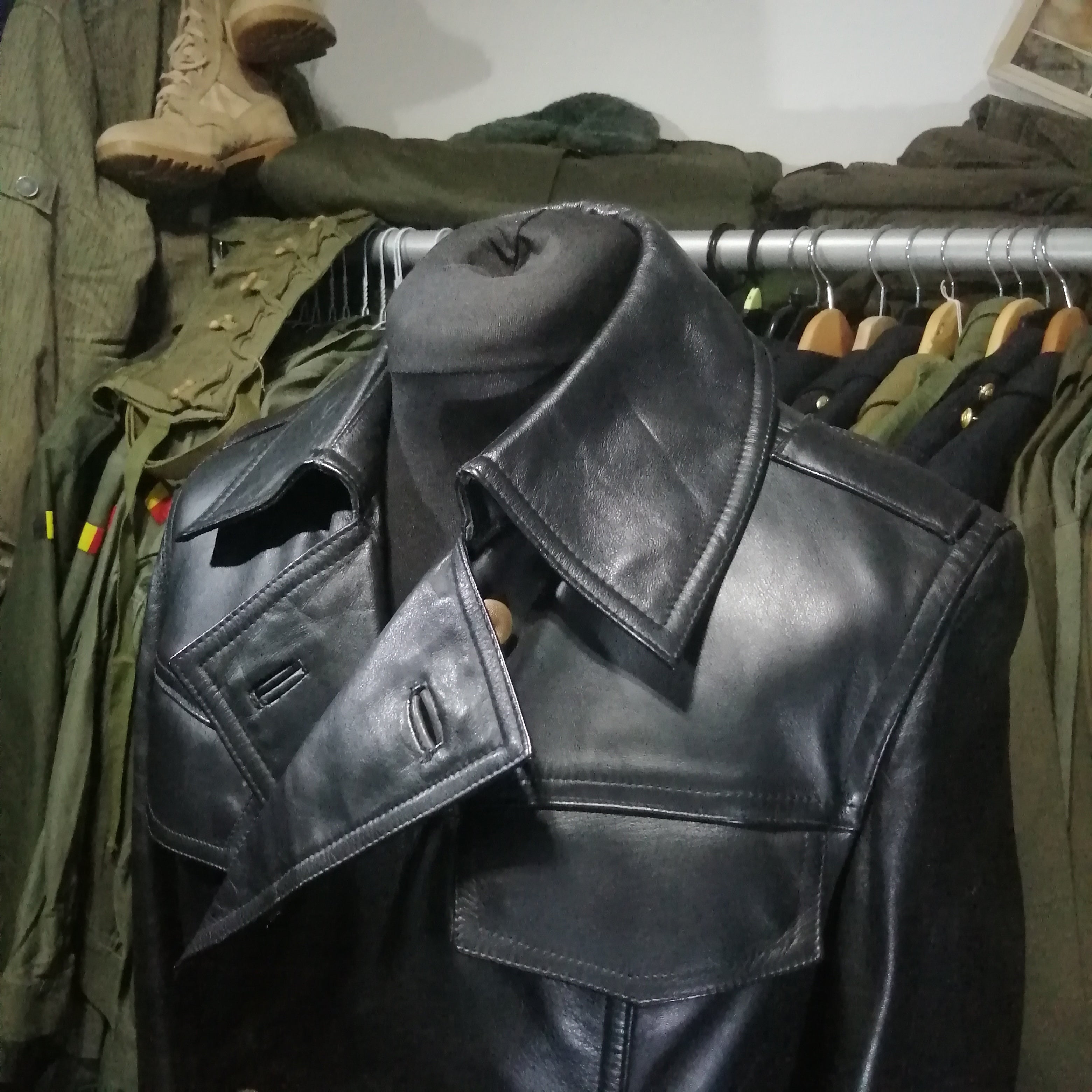 Vintage leather sale police jacket